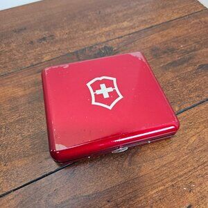 Victorinox Red Metal Pocket Knife Case with Swiss Logo
